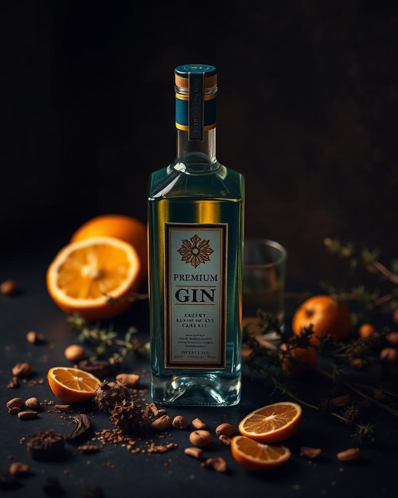 Premium gin bottle selection