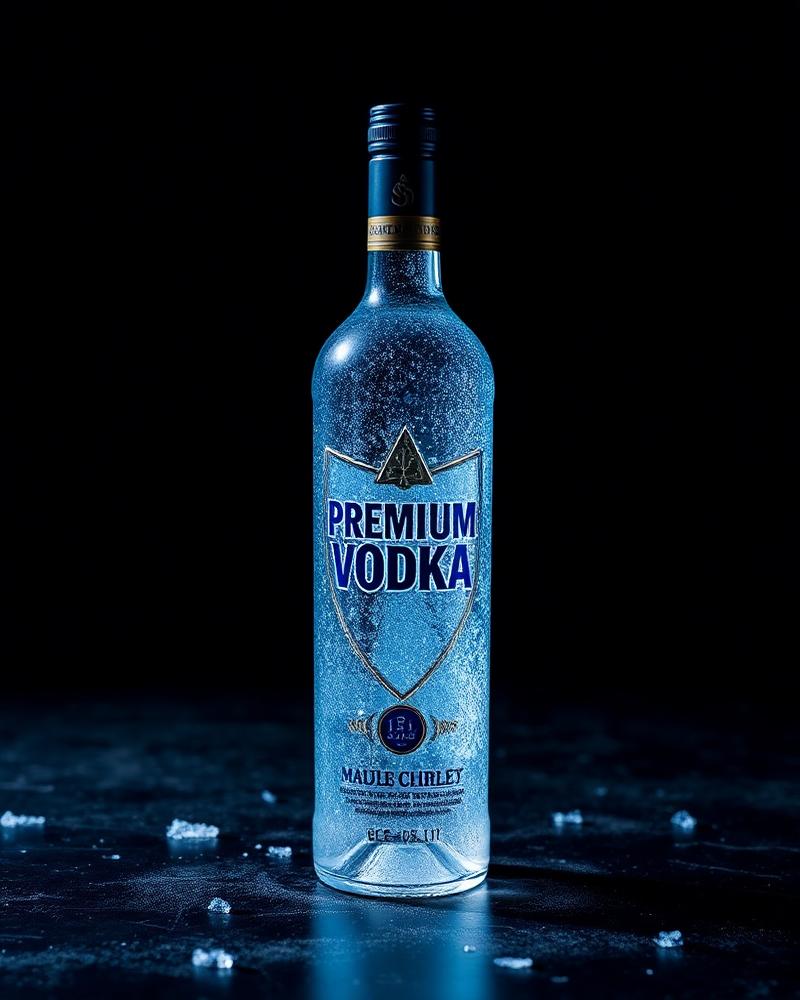 Premium vodka bottle selection